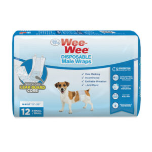 Four Paws Wee-Wee Disposable Male Dog Wraps, 12 Pack X-Small/Small