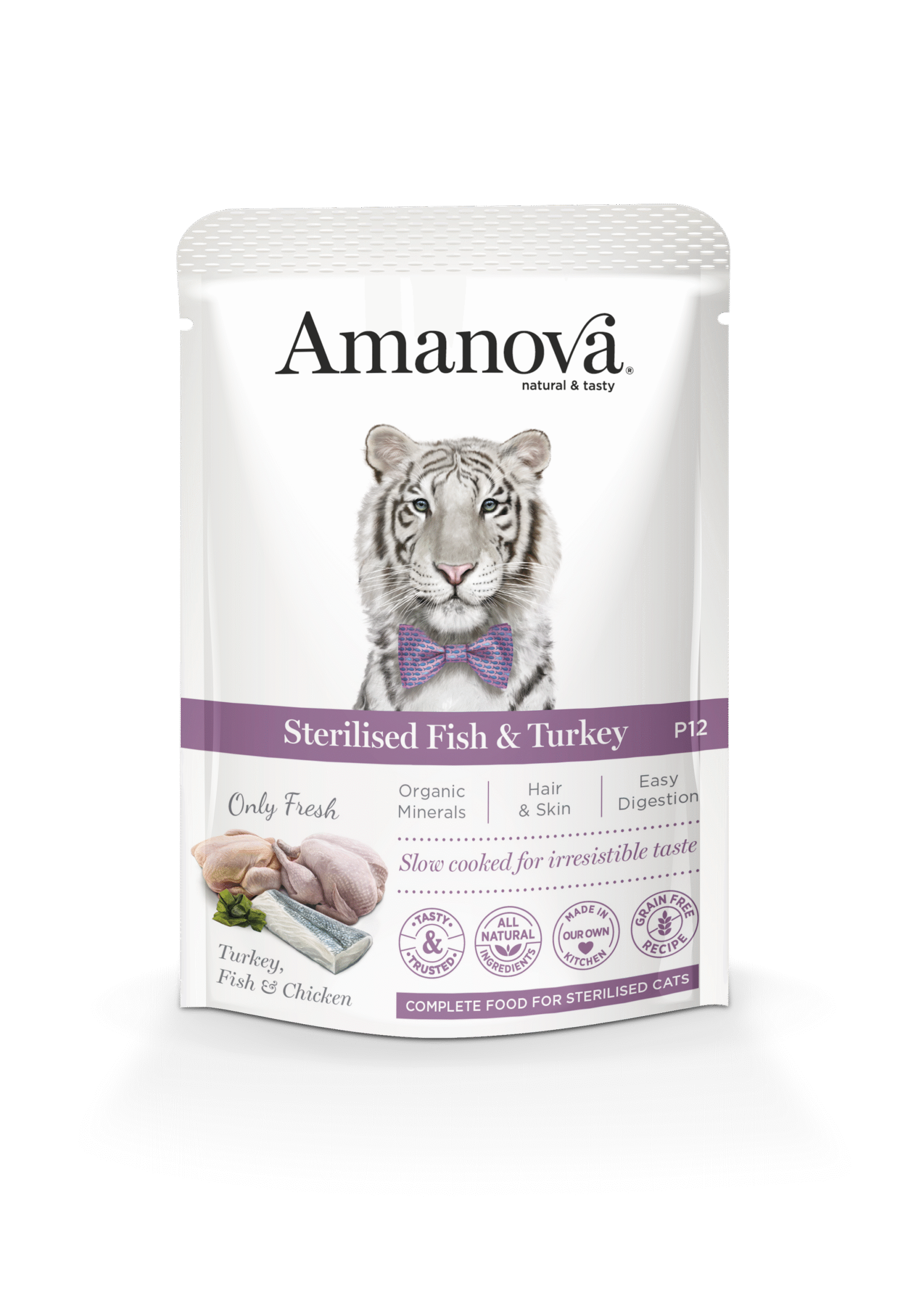 17020435571098693755.png Amanova Grain Free Cat Sterilised Fish & Turkey 85g P12 - Image 1