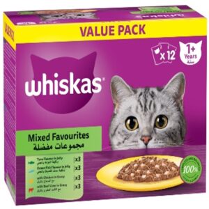 Whiskas Mixed Favorites Wet Cat Food (Pack of 12 x 80g)