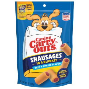 Canine Carry Outs Snacks Snausages In A Blanket Beef and Cheese Flavour Dog Treats 128g - 4.5 oz.