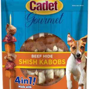 Cadet 4 oz. Beef Hide Shish Kabobs (Rawhide Twist Sticks wrapped in Chicken, Duck & Sweet Potato) Dog Treats & Chews