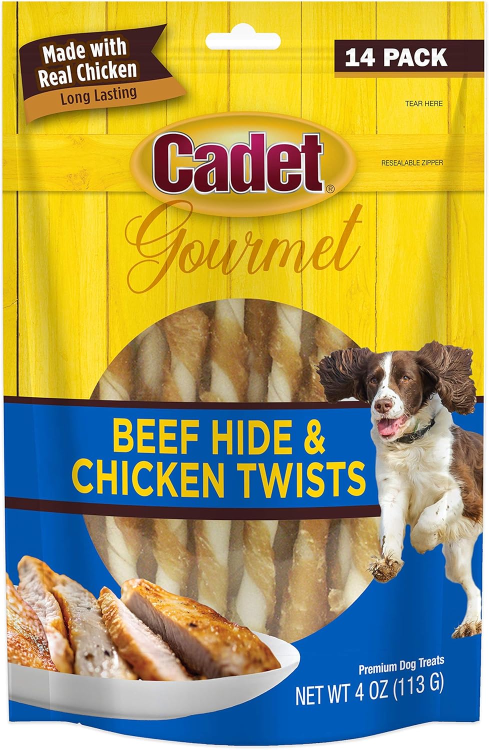 17567289991051177797.jpg Cadet 14 pk. Beef Hide (Rawhide) and Chicken Twists Dog Treats & Chews - Image 1