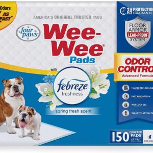 FOUR PAWS WEE-WEE ODOR CONTROL PADS WITH FEBREZE FRESHNESS 150 CT Bulk Pack Box Puppy Pads