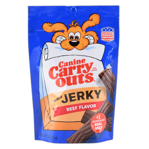 250408-131400.png Canine Carry Outs Snacks Tender Jerky Beef Flavour Dog Treats 128g - 4.5 oz. - Image 1
