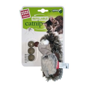 Hedgehog Refillable Catnip with 3 catnip balls