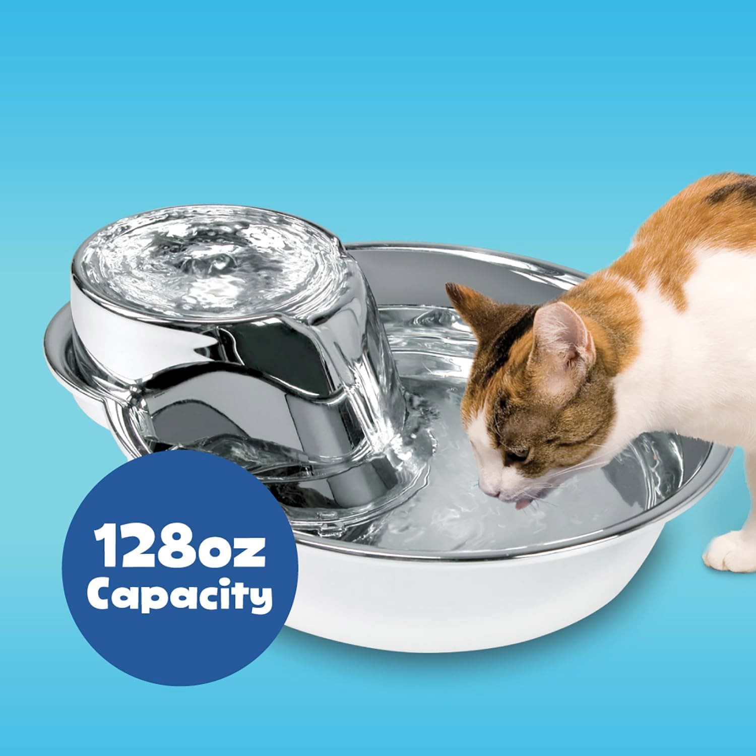 Big-Max-Ceramic-Pet-Drinking-Fountain-SS-2 Big Max Pet Drinking Fountain 128oz – Stainless Steel - Image 1