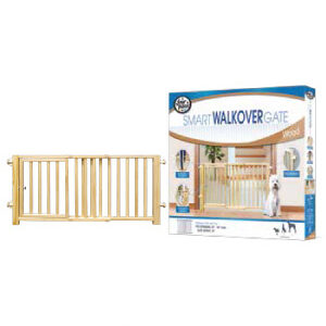 Four Paws Safety Gates Vertical Wood Gate with Door (Walk Over) 30-44 and x 1and