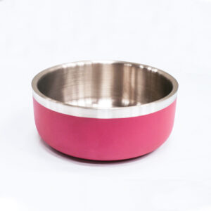 Saluki Stainless Steel Double Wall Dog Bowls - 350 ML, Maroon