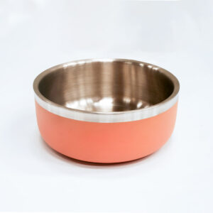 Saluki Stainless Steel Double Wall Dog Bowls - 350 ML, Peach