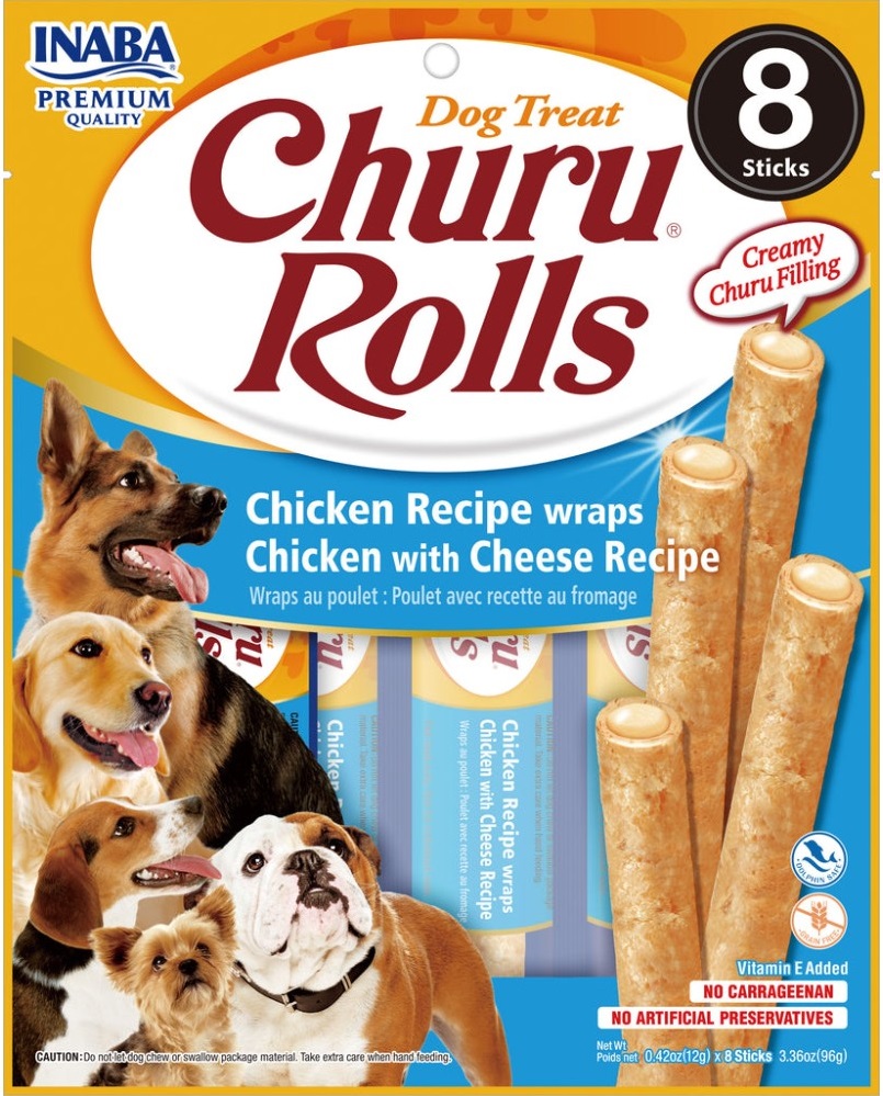 17023859211338453394.jpg Inaba Churu Chicken Recipe Wraps Chicken Recipe 96g 8 Sticks Per Pack - Image 1