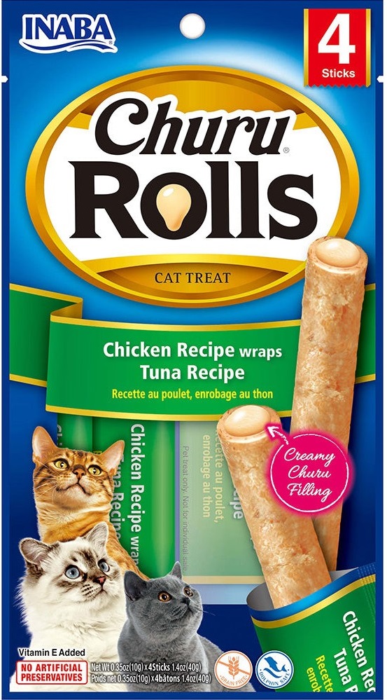 17023859221608387289.jpg Inaba Churu Chicken Recipe Wraps Tuna Recipe 40g 4 Sticks Per Pack - Image 1