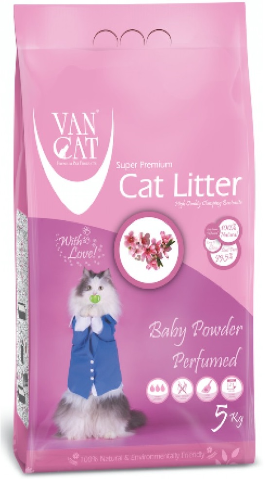 17023859491502185909.jpg Van Cat White Bentonite Clumping Cat Litter Baby Powder 5Kg - Image 1