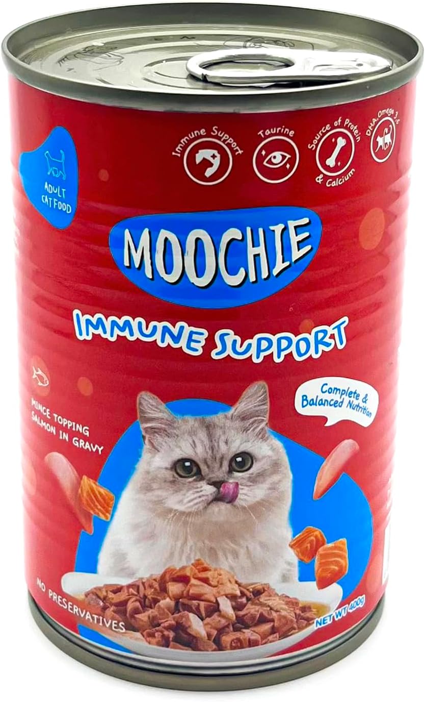 1740995049610936646.jpg Moochie Mince With Salmon Cat Wet Food Can 400g - Image 1