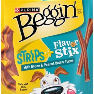Purina Beggin Stripes + Flavour Stix with Bacon and Peanut Butter Flavour Dog Treats 170g - 6 oz.