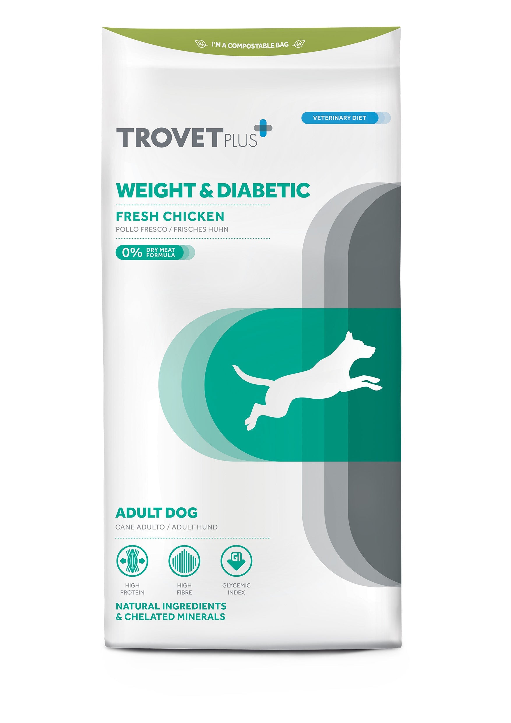 1748937506885167480.jpg Trovet Plus Adult Dog Weight & Diabetic Chicken Veterinary Diets 3kg - Image 1