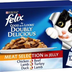 Purina Felix As Good As It Looks Doubly Delicious Cat Wet Food Meat Selection in Jelly 85g x 12
