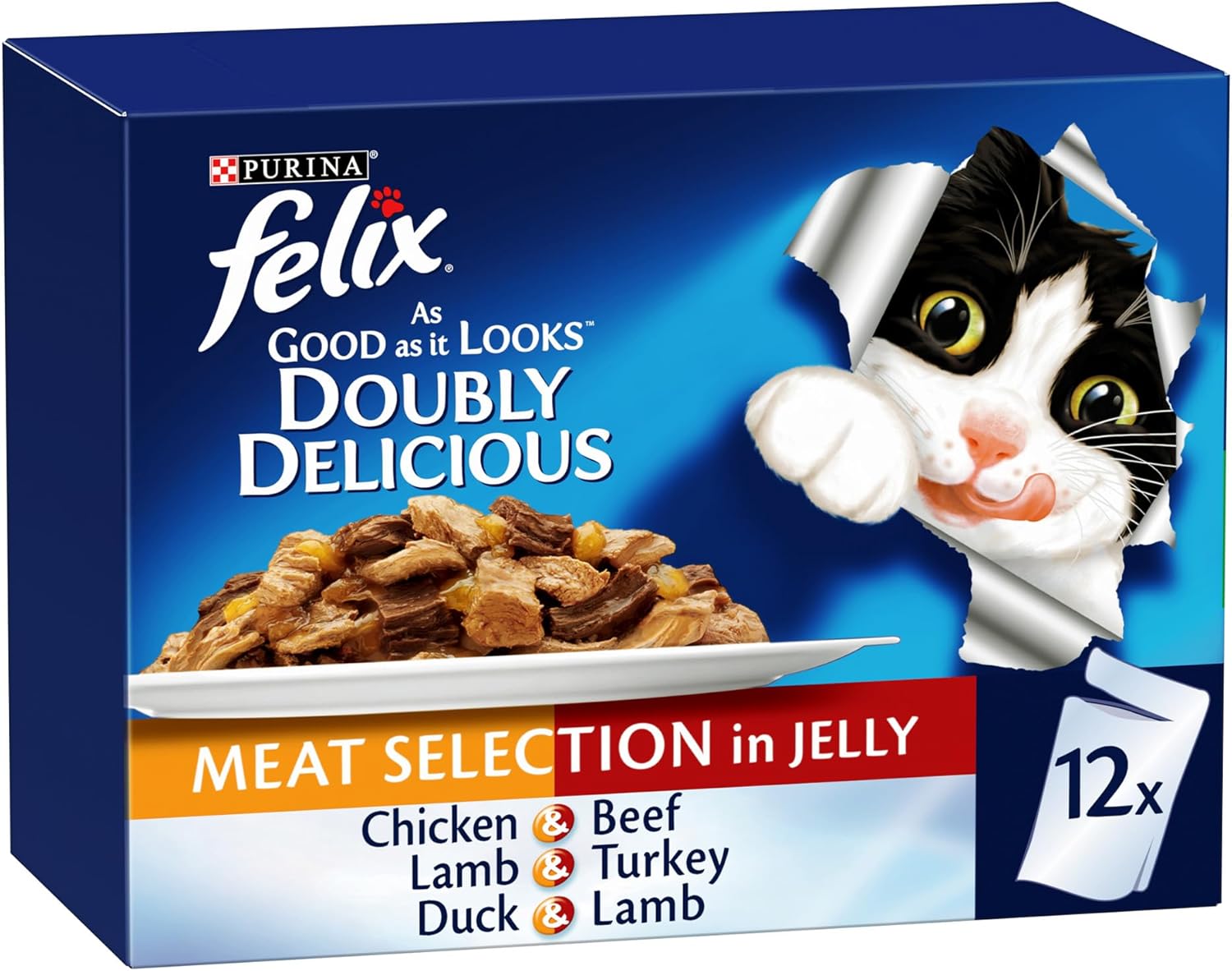 17563890362011465564.jpg Purina Felix As Good As It Looks Doubly Delicious Cat Wet Food Meat Selection in Jelly 85g x 12 - Image 1
