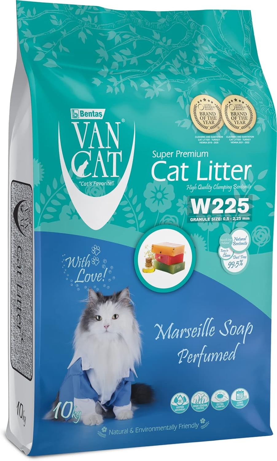 231205-160812.png Van Cat White Bentonite Clumping Cat Litter Marsilla Soap 10Kg - Image 1