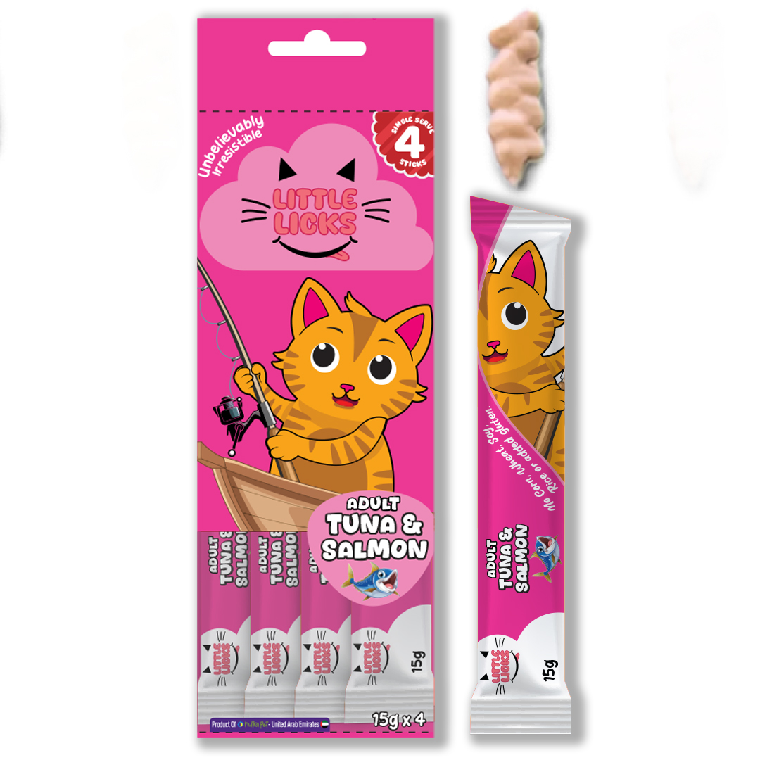 241228-174127.jpg Smudges Little Licks Tuna & Salmon Creamy Bisque Treats for Adult Cat 4 x 15g - Image 1