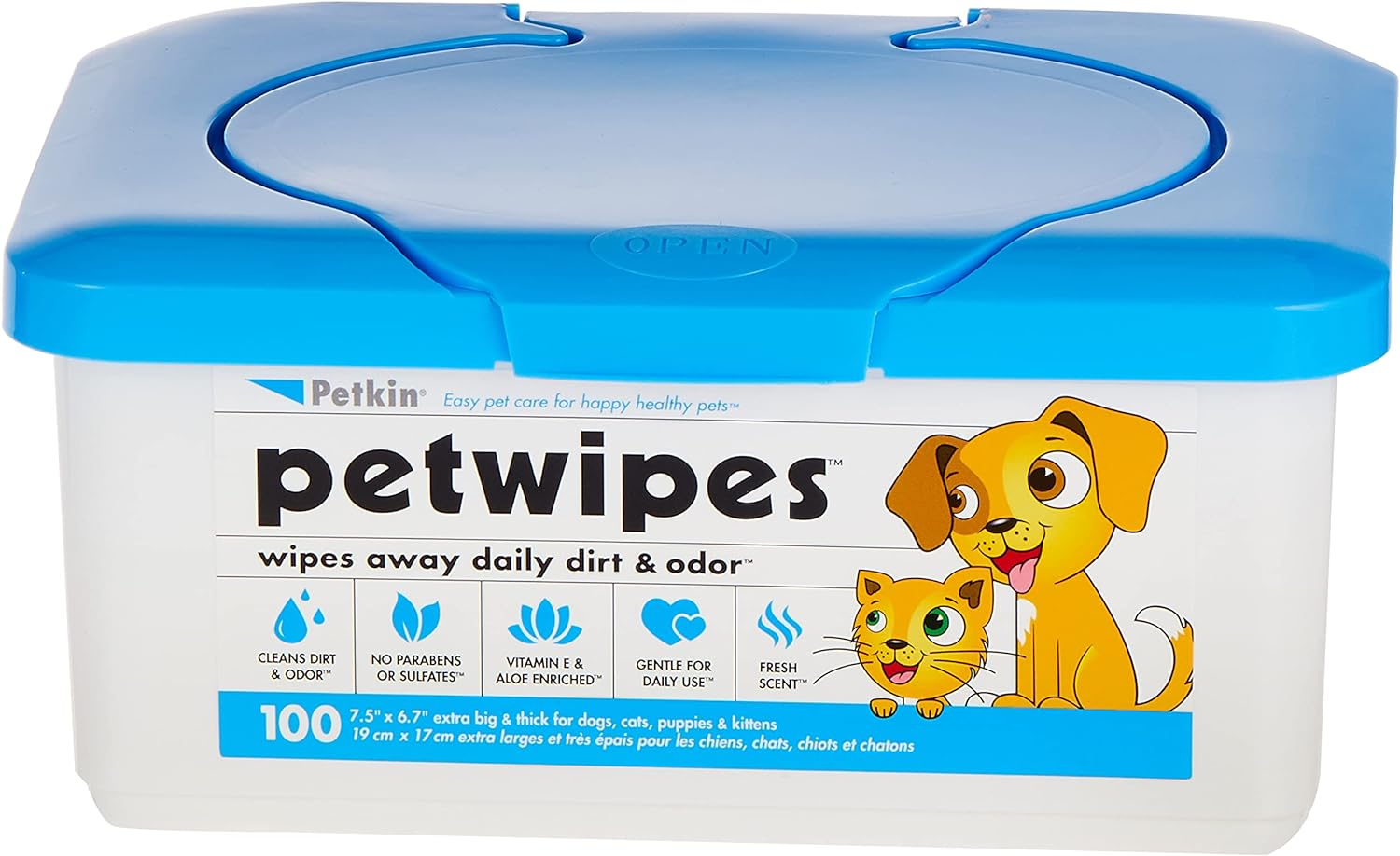 71H6Q78t9IL._AC_SL1500_.jpg Petkin Pet Wipes 100Ct - Image 1