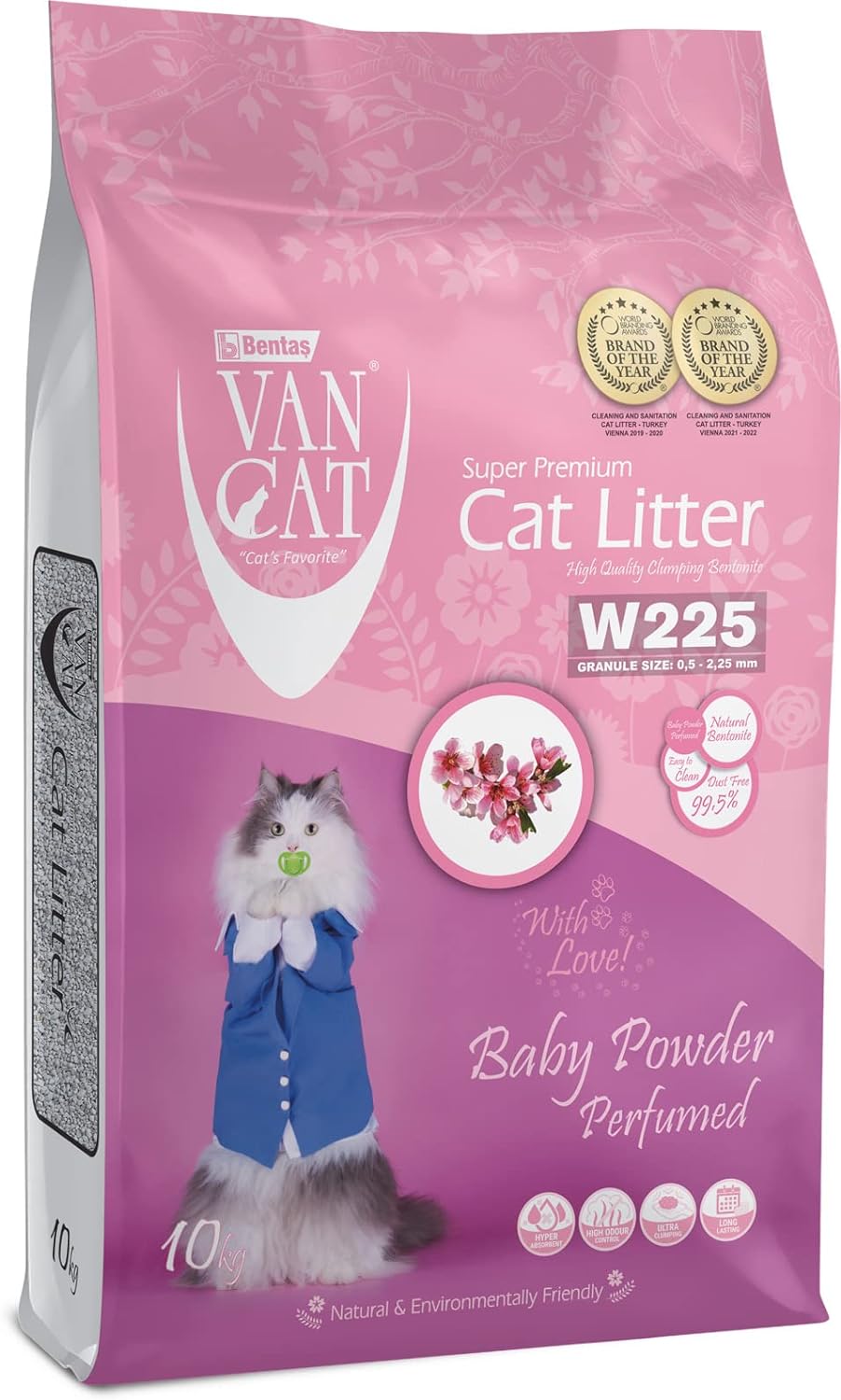 71HrEln49LL._AC_SL1500_.jpg Van Cat White Bentonite Clumping Cat Litter Baby Powder 10Kg - Image 1