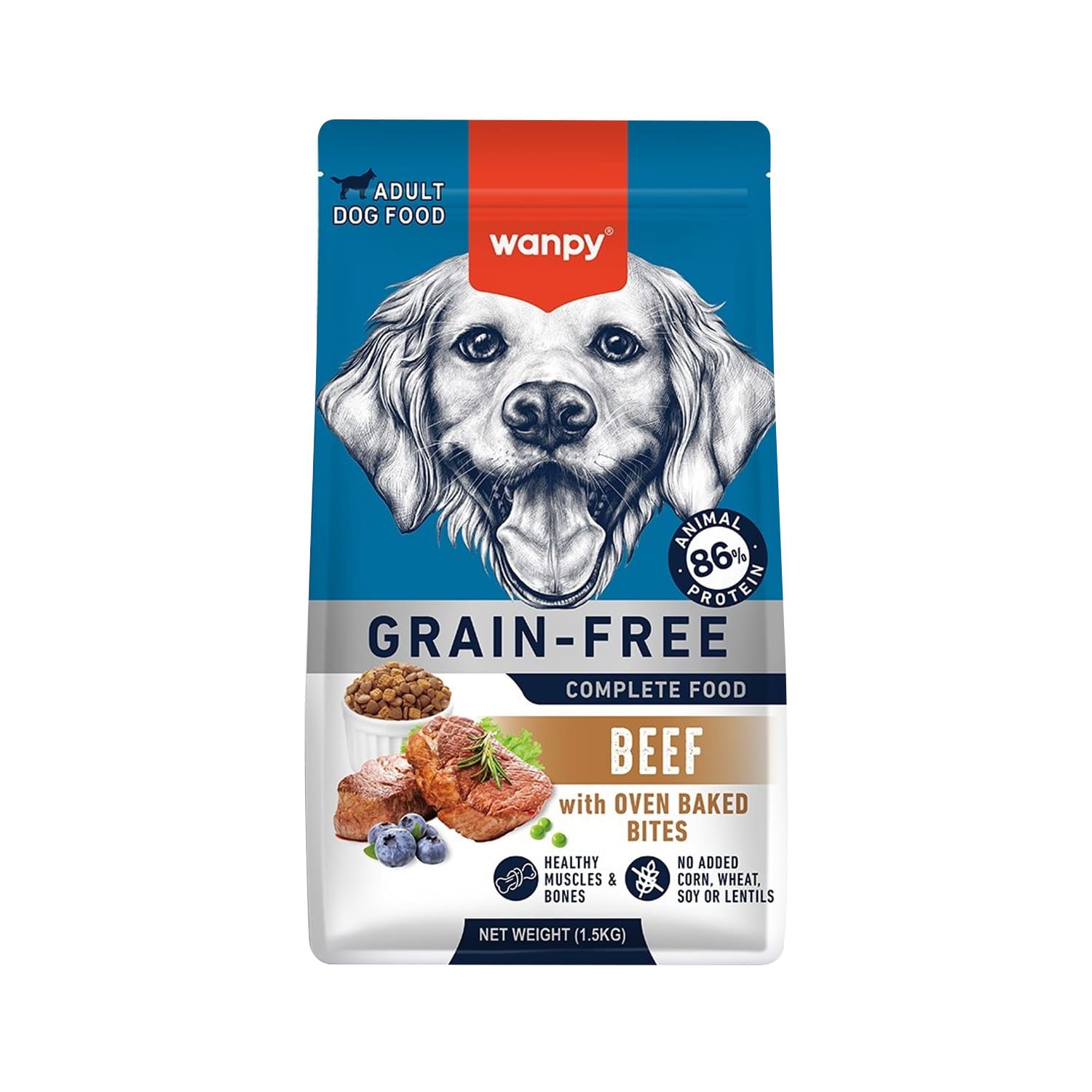 Wanpy-Grain-Free-Beef-Adult Wanpy Grain Free Complete Food for Adult Dog - Beef Recipe, 1.5kg - Image 1