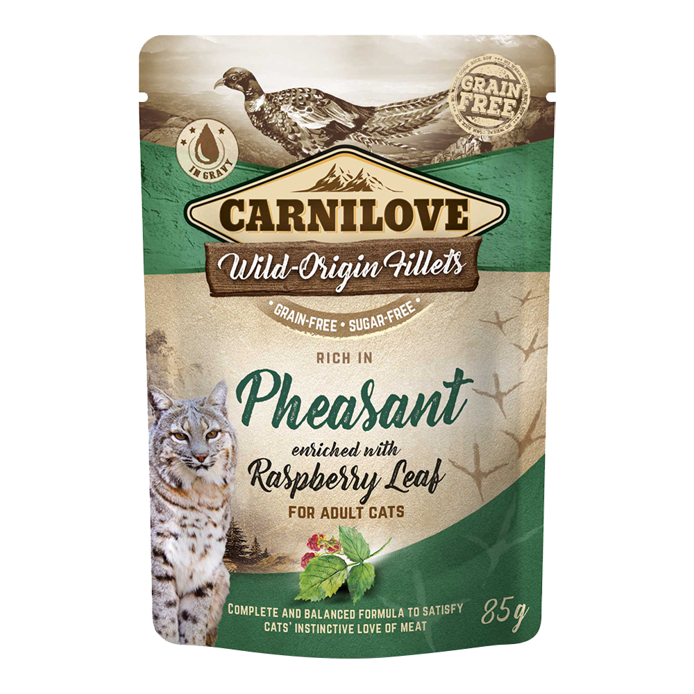 carnilove_pheasant_enriched_with_raspberry_leaves_for_adult_cats_wet_food_pouches_85g1.png Carnilove - Image 1
