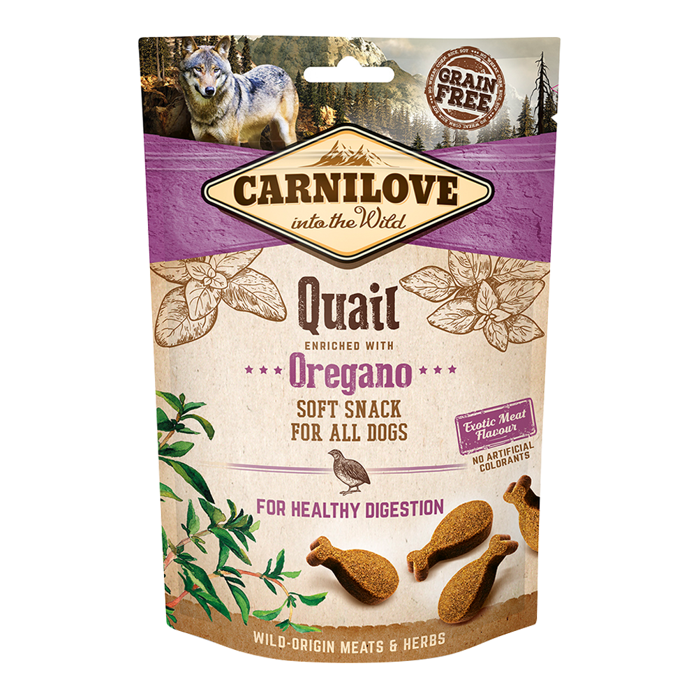 Carnilove Quail enriched with Oregano Soft Snack for Dogs 200g - Image 1