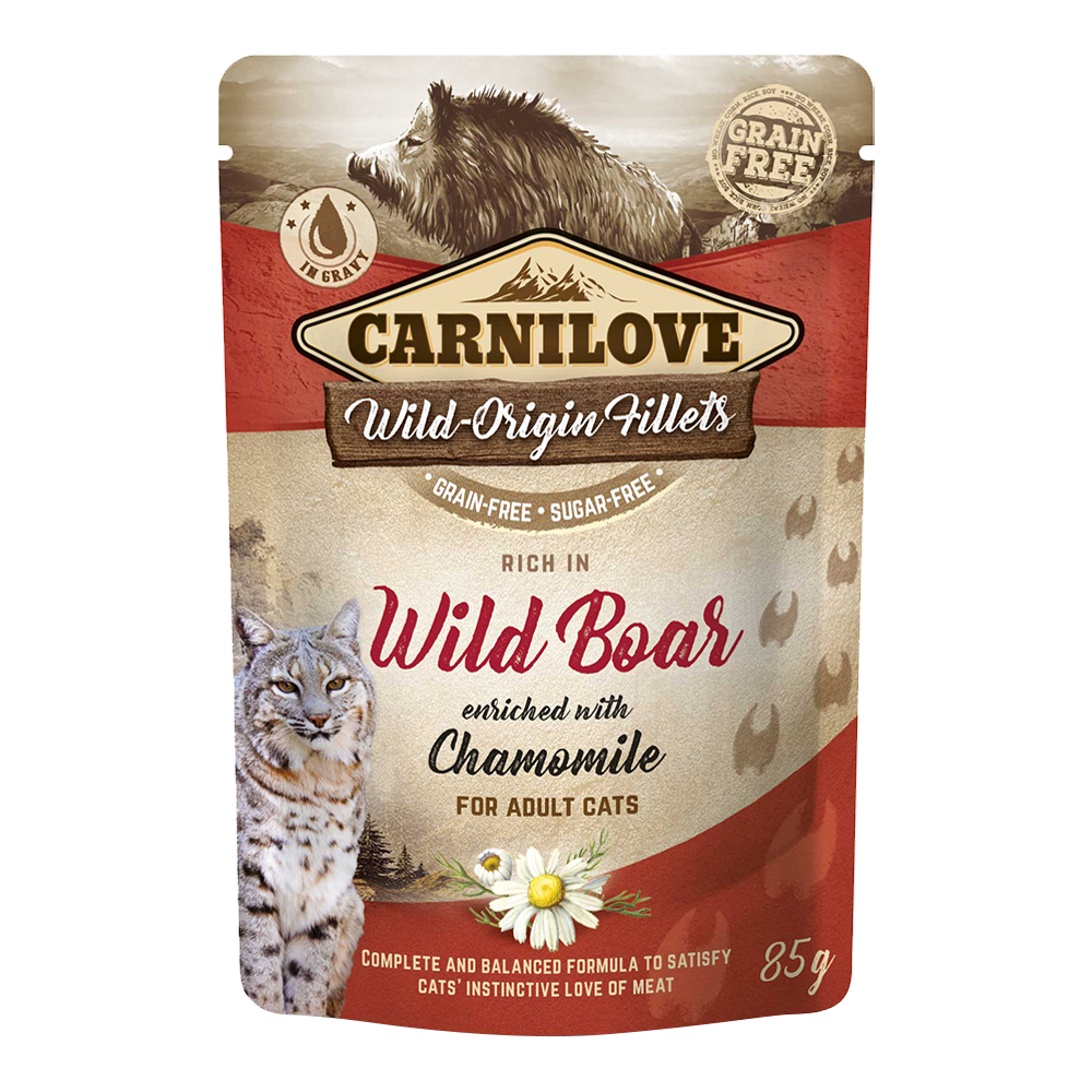 Carnilove Wild Boar enriched with Chamomile for Adult Cats (Wet Food Pouches) 24x85g - Image 1