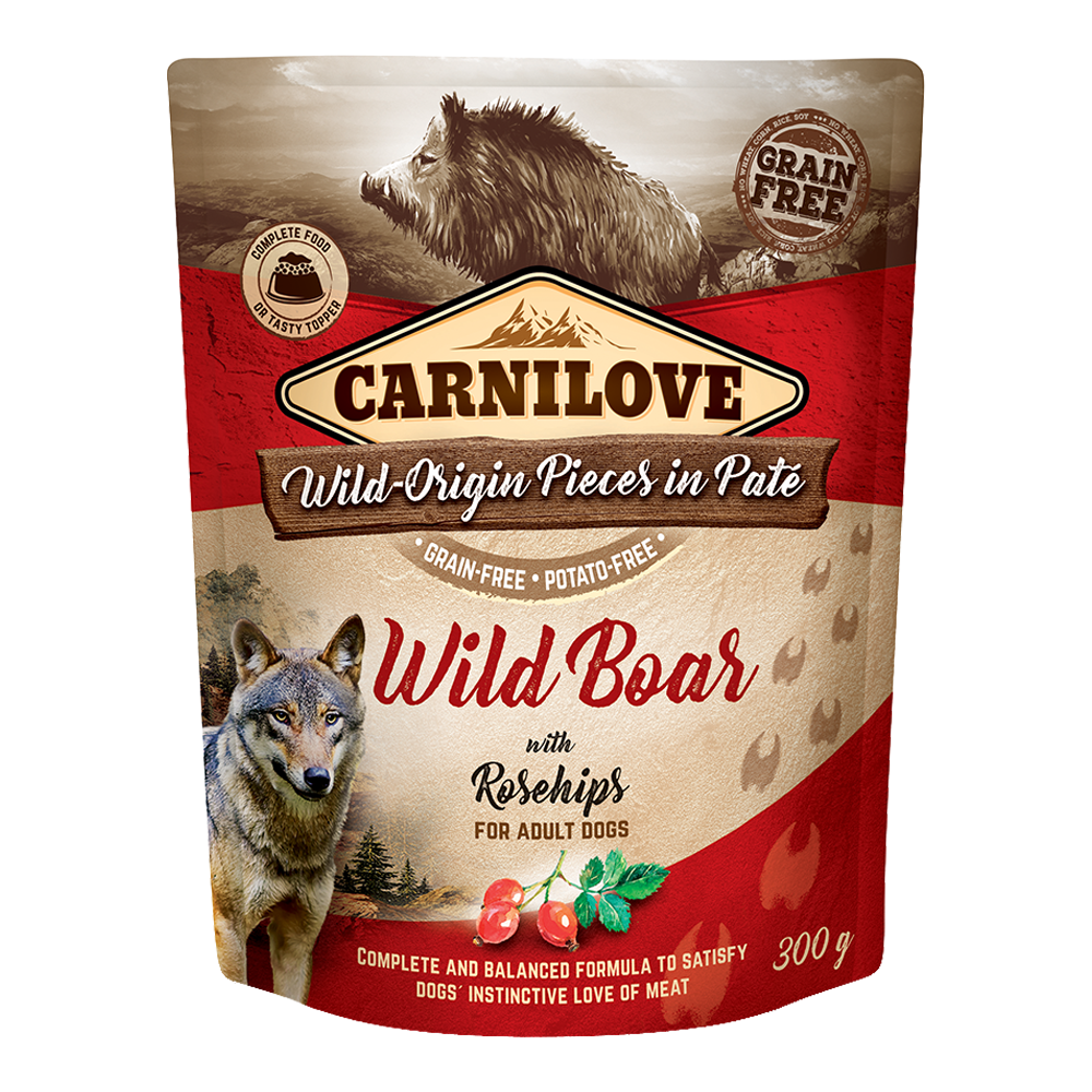 carnilove_wild_boar_with_rosehip_for_adult_dogs_wet_food_pouches_300g1.png Carnilove Wild Boar with Rosehip - Image 1