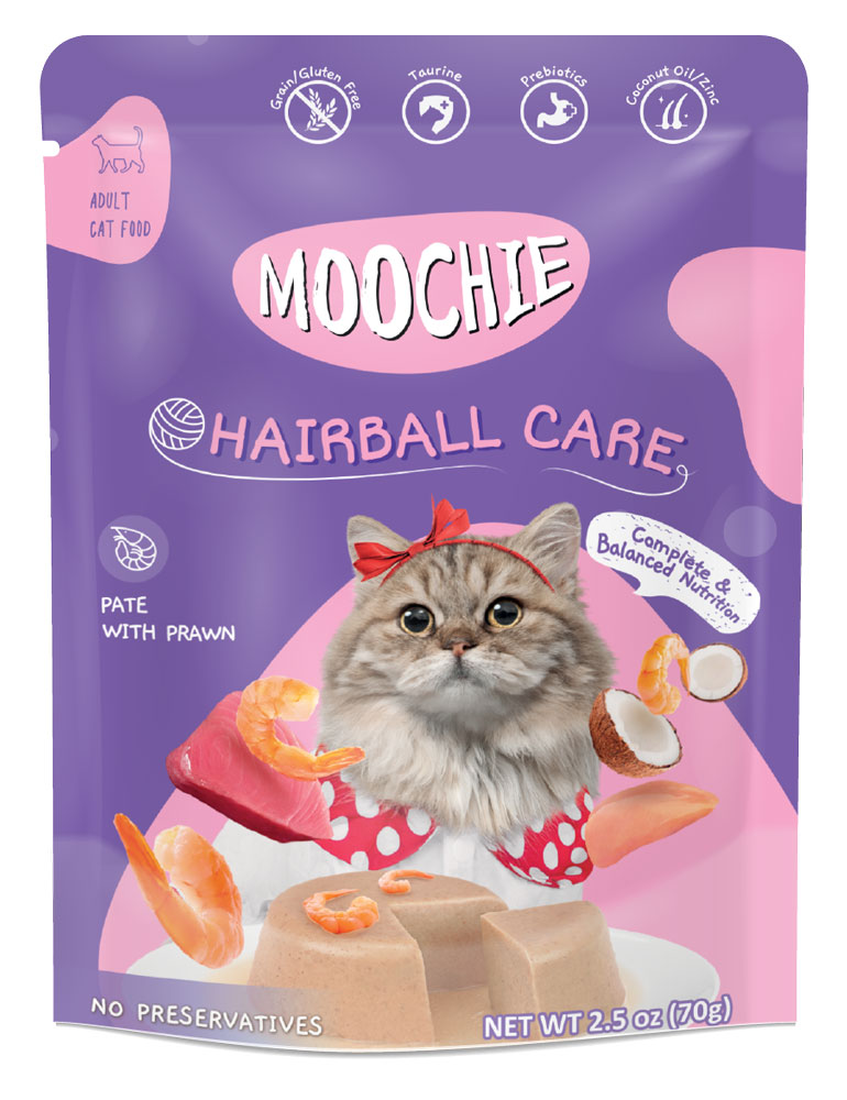 main-101.jpg Moochie Cat Food Pate with Prawn - Hairball Care Pouch 70g - Image 1
