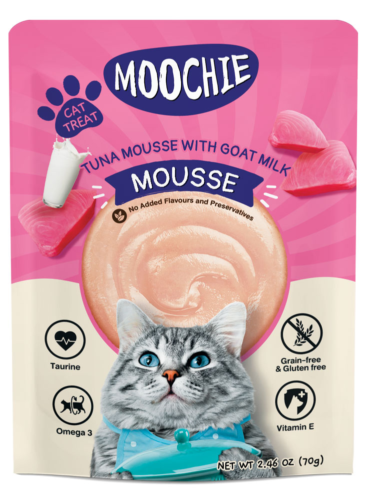 main-108.jpg Moochie Cat Food Tuna Mousse with Goat Milk Pouch 70g - Image 1