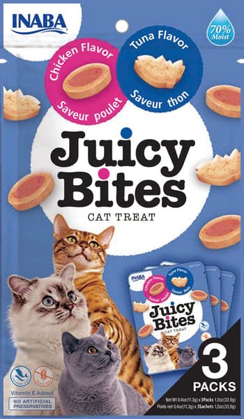 main-8-1.jpg INABA Juicy Bites Tuna & Chicken Flavor 33.9g - 3 pouches per pack - Image 1