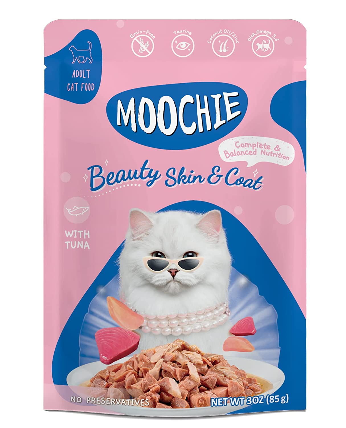 main-99.jpg Moochie Cat Food Mince with Tuna - Beauty Skin & Coat Pouch 70g - Image 1
