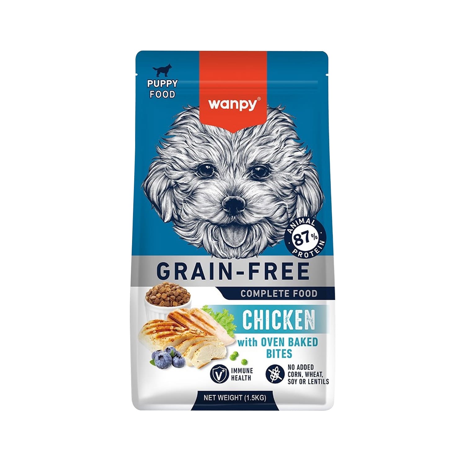 DFC-01 Wanpy Grain Free Complete Food for Puppy - Chicken Recipe, 1.5kg - Image 1