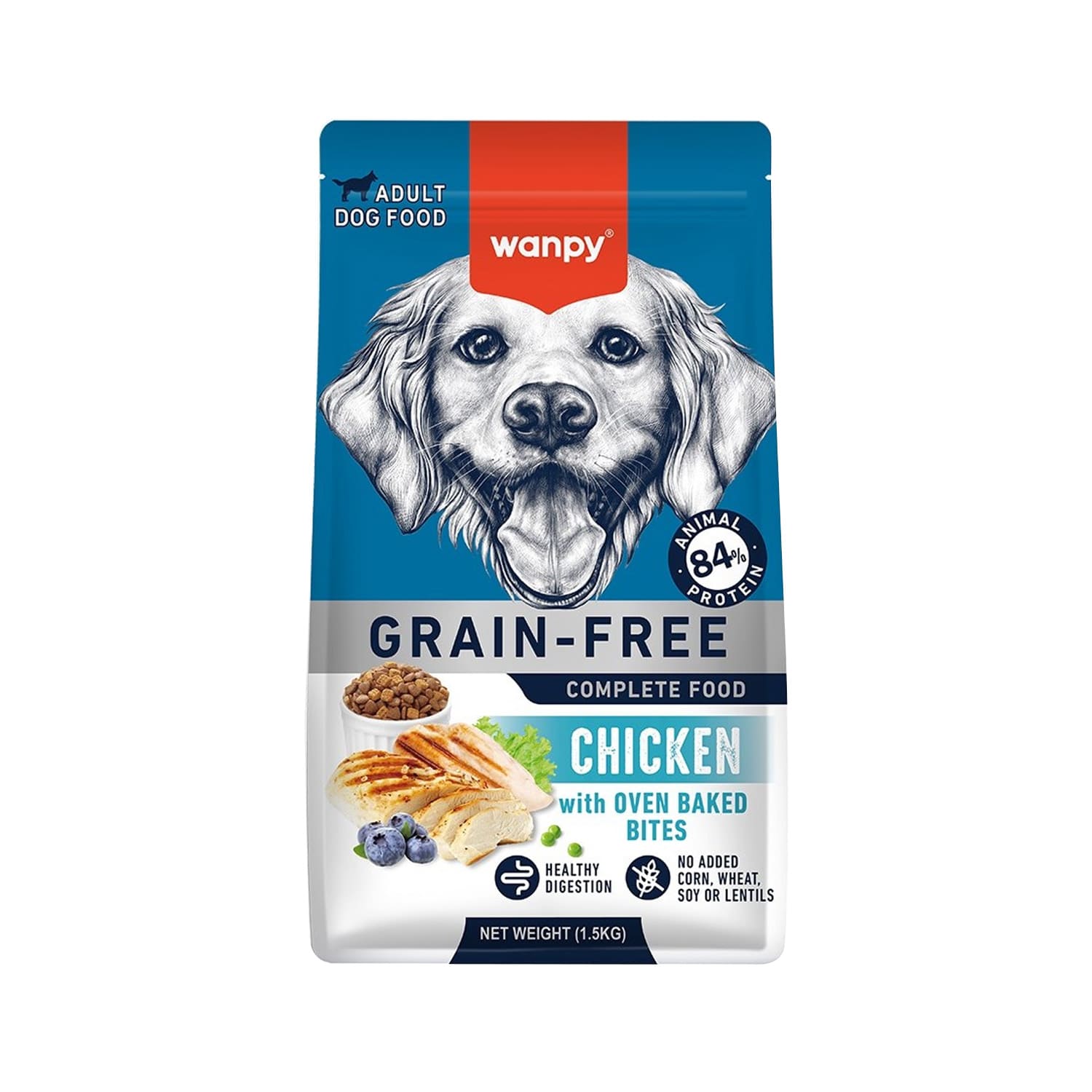 DFC-02 Wanpy Grain Free Complete Food for Adult Dog - Chicken Recipe, 1.5kg - Image 1