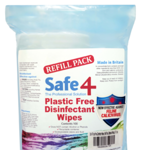 Safe 4 Plastic Free Disinfectant Wipes, Refill Pack, Enhanced Formula, 100 wipes