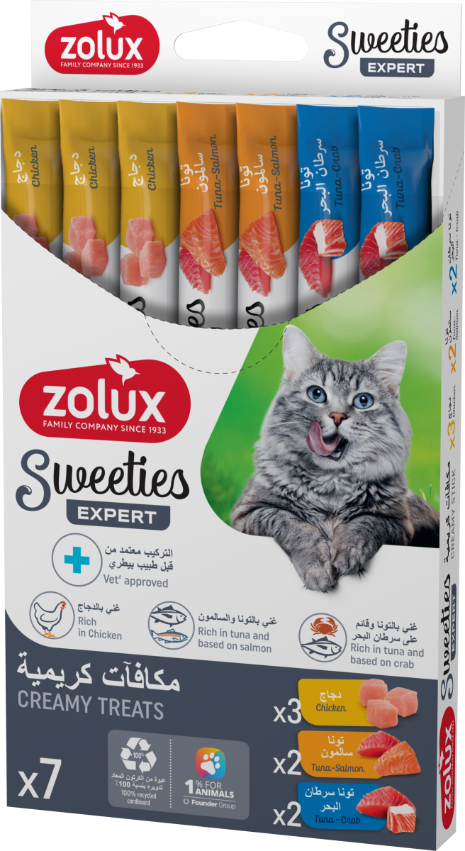ZL582188KSA Sweeties Creamy Stick for Cats, Mixed of Chicken, Salmon & Crab 7 pcs/box - Image 1