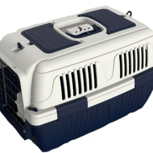 Nutrapet Dog Cat Carrier Box Closed Top Dark Blue L55CmsX W33Cms X H30 Cms