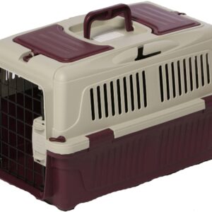 Nutrapet Dog Cat Carrier Box Closed Top Dark Red L55CmsX W33Cms X H30 Cms