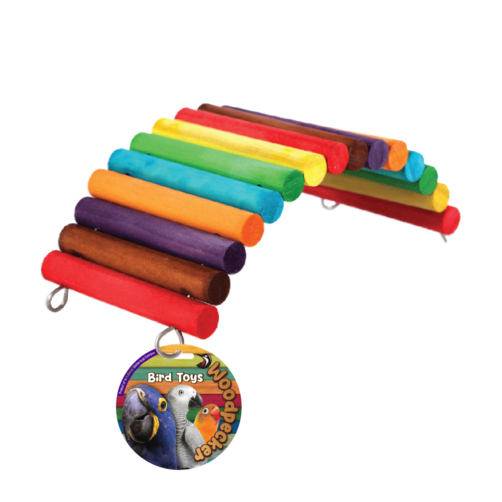 main-21.jpg Woodpecker Bird Toy Rainbow Bridge 20*9.5*7 Cm - Image 1