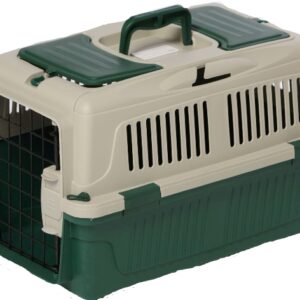 Nutrapet Dog Cat Carrier Box Closed Top Dark Green L63CmsX W41CmsX H40 Cms
