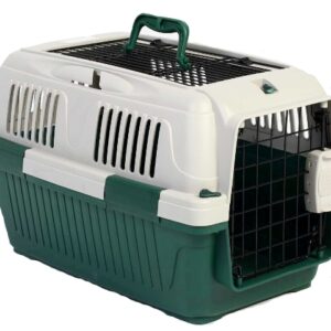 Nutrapet Dog Cat Carrier Open Grill Top Dark Green BoxL63Cms X W41Cms X H40 Cms