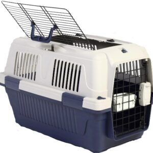 Nutrapet Dog Cat Carrier Open Grill Top Dark Blue Box L63Cms X W41Cms X H40 Cms