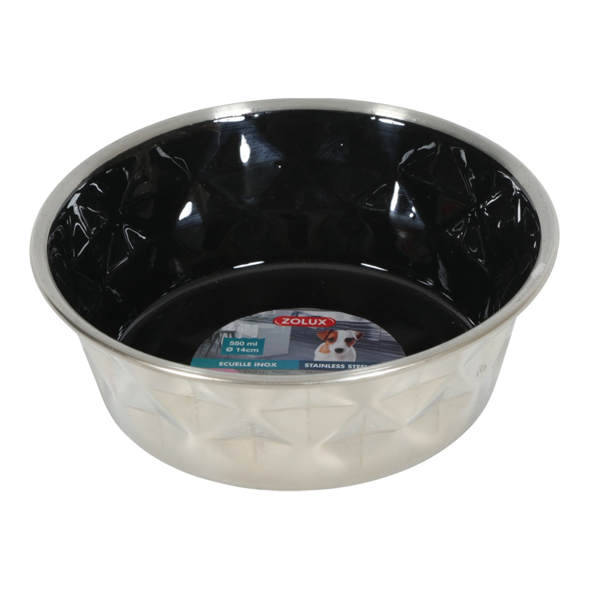 32545.jpg Diamonds Stainless Non-Slip Dog Bowls Black, 550 ml - Image 1
