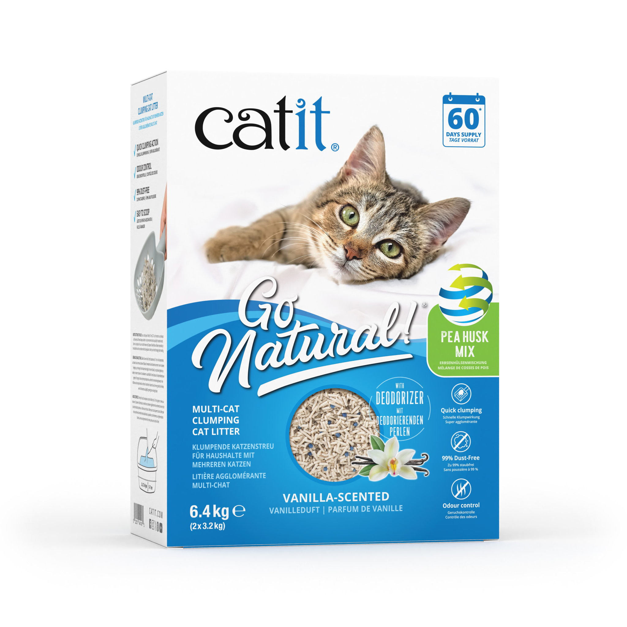 49073.png Catit Go Natural! Multi-Cat Clumping Cat Litter with Deodorizer, 2 x 3.2 kg (6.4 kg) - Image 1