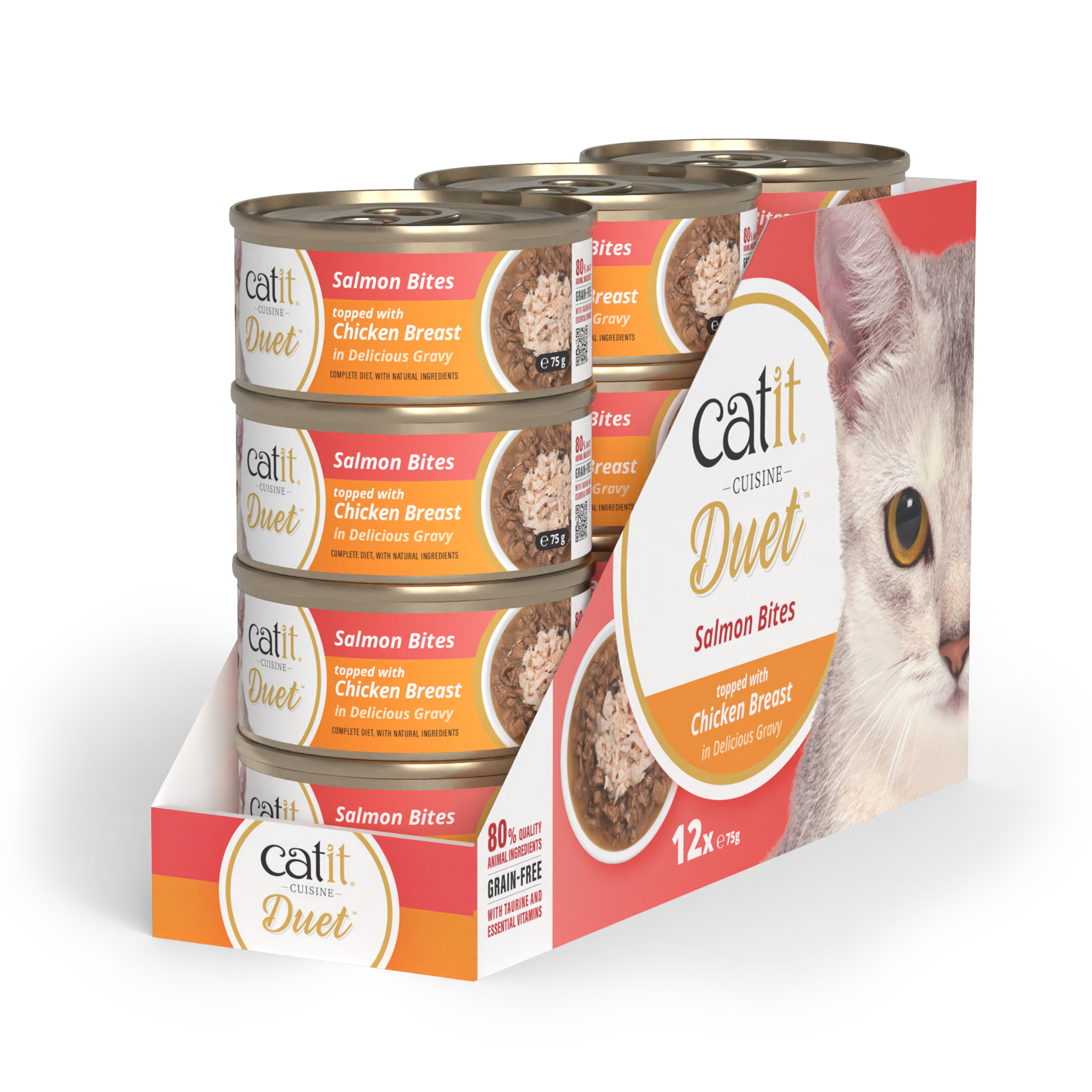 49523.png Catit Cuisine Duet, Salmon with Chicken, 12 x 75 g - Image 1