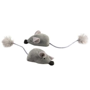 Duvo+ Cushy Mice With Funny Tail Grey Color - Cat Toy  (2pcs)  16.5x5x4cm