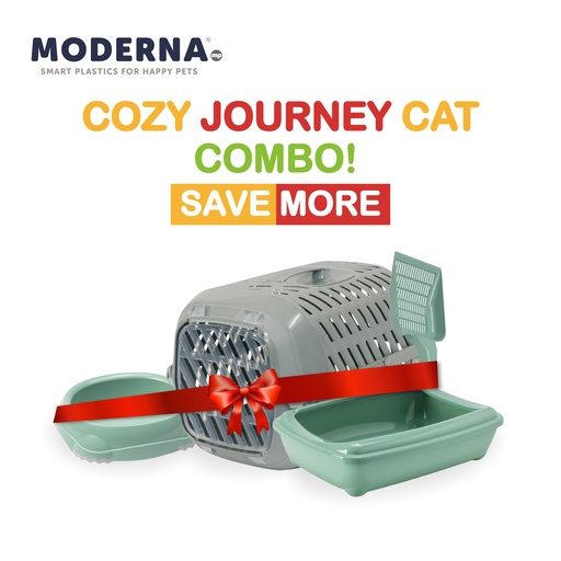 AL-104.jpg Moderna Cozy Journey Cat Combo-Carrier+Bowl+Tray+Scoop - Image 1