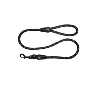 Doco Reflective Rope Leash With Plastic Encased Handle Loop (1/2" Width) - 4ft - Large[Color - Black]